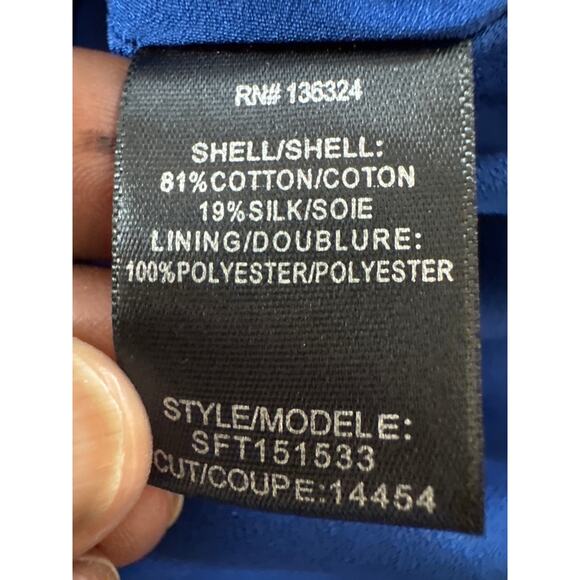 Halston Heritage Royal Blue Fit & Flare Dress, Size 6 Cotton Silk Blend, Elegant - Picture 7 of 8